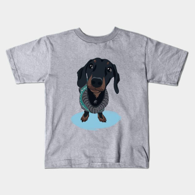 Dapper Dachshund Kids T-Shirt by laurareid.artist